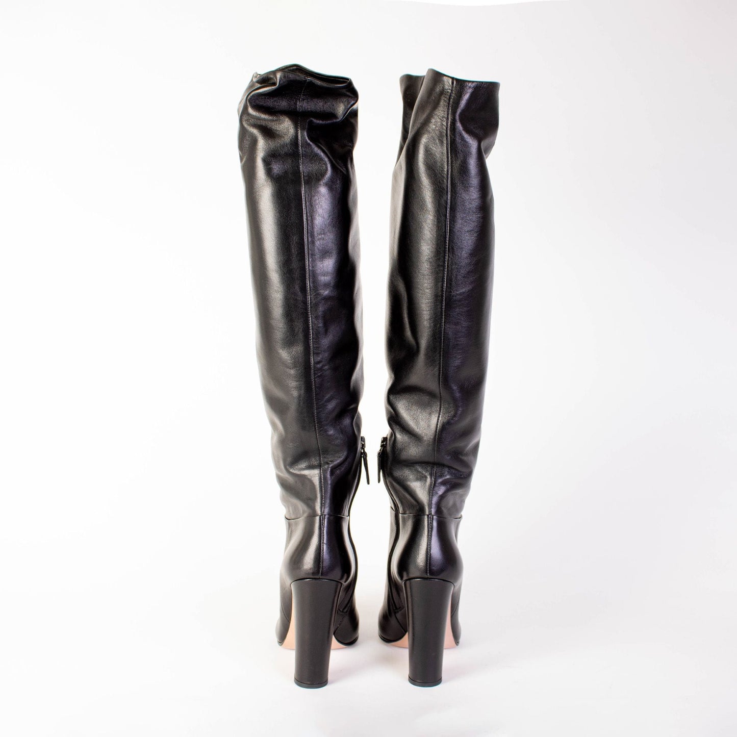 Prada Black Leather Heel Boots