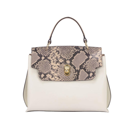 White/Beige Maria Carla Leather Handbag