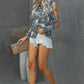 Camouflage Shoulder To Hollow Out Long Sleeve Top