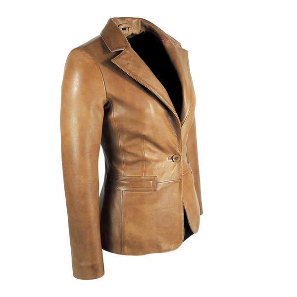 Tapered Tan Leather Blazer Awesome Lambskin