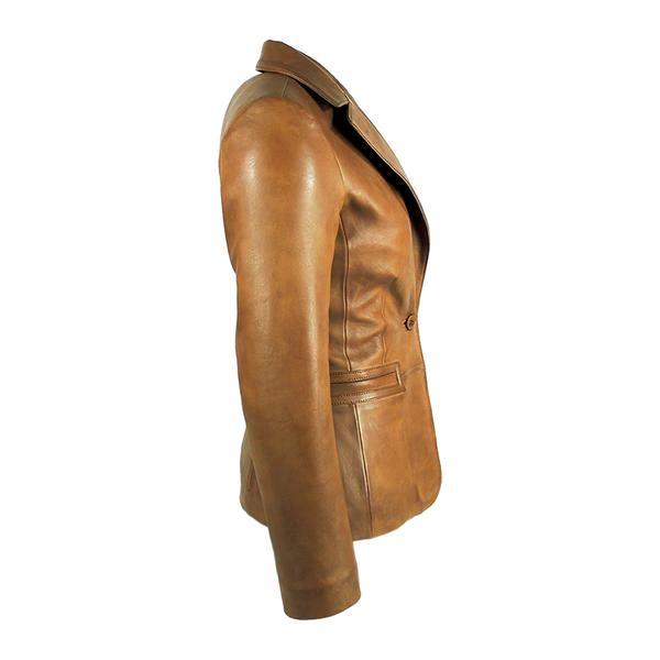 Tapered Tan Leather Blazer Awesome Lambskin