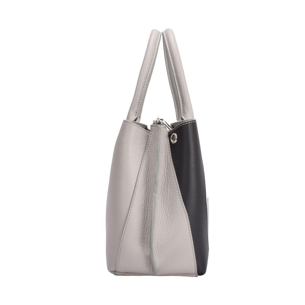 Elegant Black/White Leather Handbag,