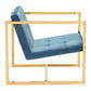 24.8" x 28.3" x 25.8" Blue Velvet Chromed Steel Arm Chair