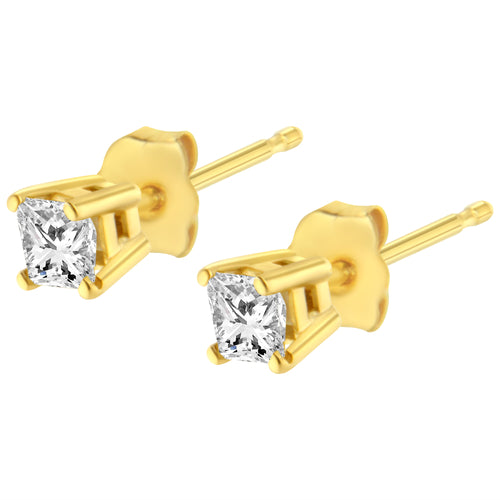 14K Yellow Gold 3/8ct. TDW Princess Diamond Stud