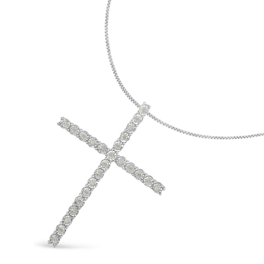 Sterling Silver 1/2ct Diamond Cross Pendant