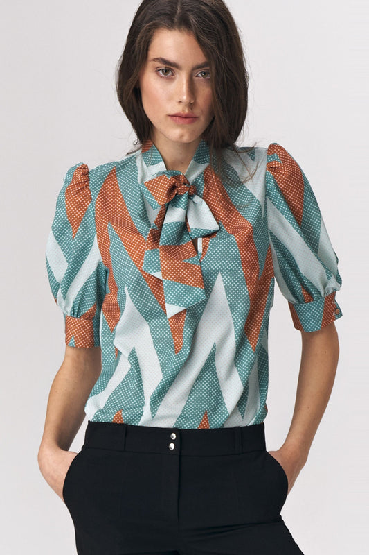 Turquoise Squiggle Nife Blouse