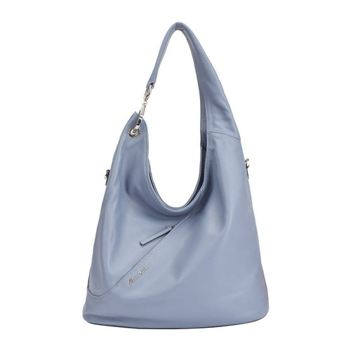 Silver Blue And Beige Luxury Leather Handbag
