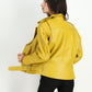 Moto Style Cowhide Yellow Leather Jacket