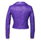 Womens Moto Nappa in Deerskin Emboss Print Purple Leather Jacket
