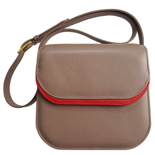 Midi Shoulder Bag Taupe-Red