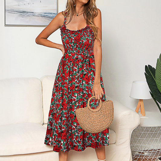 Floral Maxi Dress With Ruffled Trims