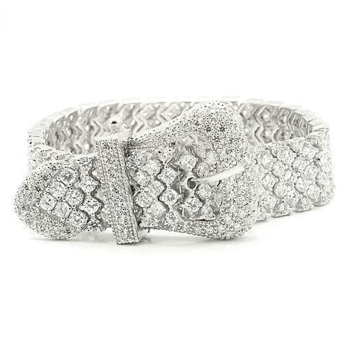 Rhodium 925 Sterling Silver Bracelet with AAA Grade CZ